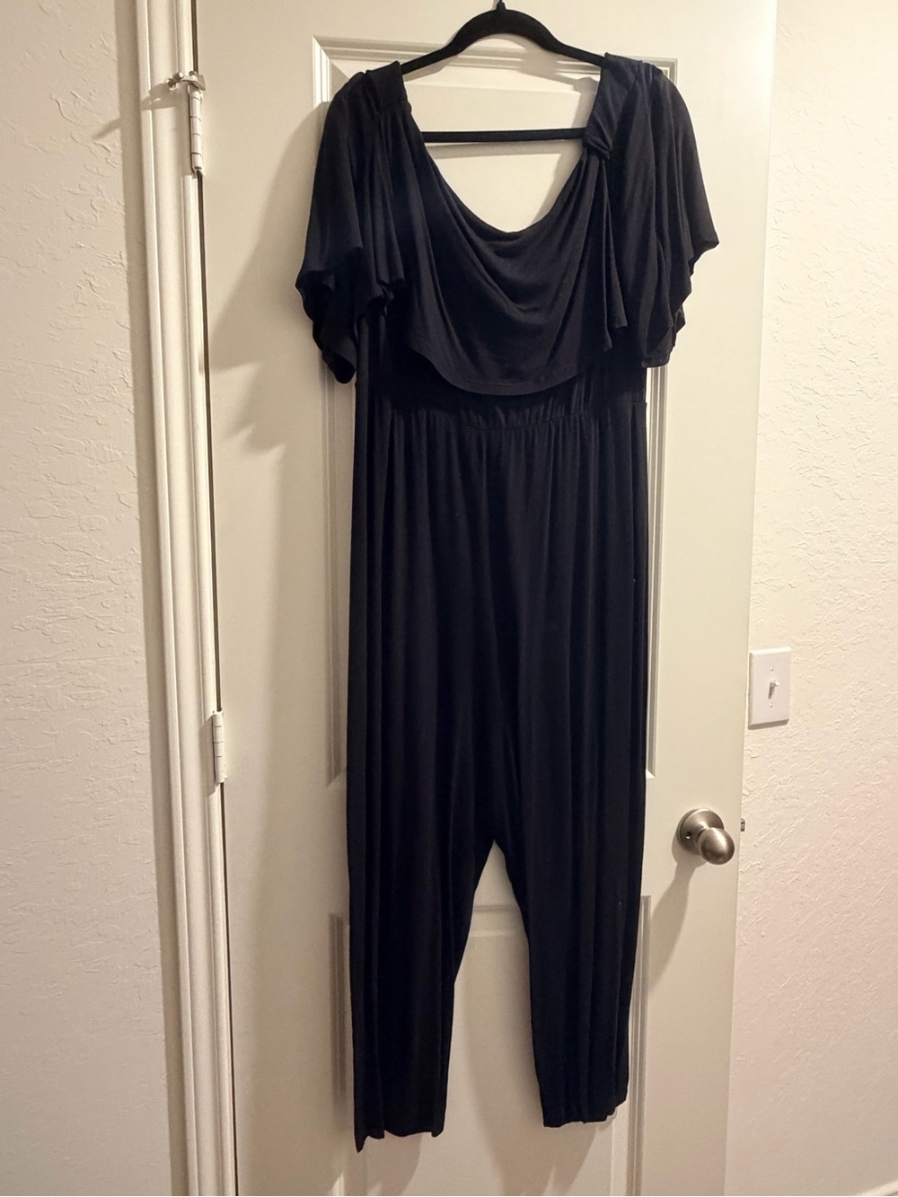 ASOS Black Draped Jumpsuit with Flutter Sleeves